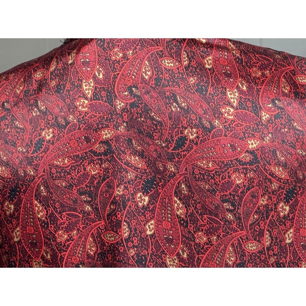 Notations Top Blouse Women Burgundy Paisley V Pleated Christmas Business Size 12 - Picture 6 of 11